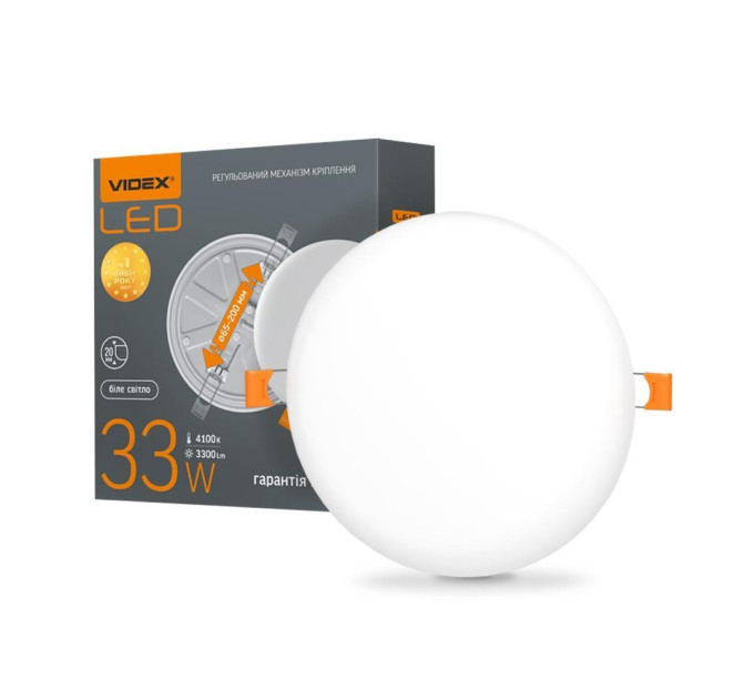 LED світильник безрамковий круглий VIDEX 33W 4100K VL-DLFR-334 - 298184