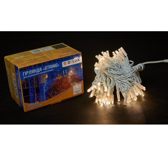 Гірлянда зовнішня DELUX STRING 100 LED 10m (2x5m) теплий білий/білий IP44 EN