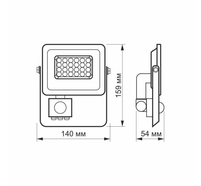 LED прожектор VIDEX F2e 20W 5000K з датчиком руху та освітленості VL-F2e205W-S - 480420