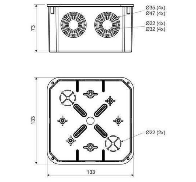 Коробка розподільча Kopos 132х132х72 ( KO 125_KA )