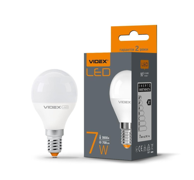 LED лампа VIDEX G45e 7W E14 3000K VL-G45e-07143 - 297262