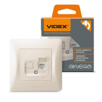 Розетка CAT3 одинарна телефонна кремова VIDEX BINERA VF-BNSK1TF3-CR - 296098