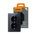 Розетка подвійна із заземленням чорний графіт VIDEX BINERA VF-BNSK2G-BG - 295046