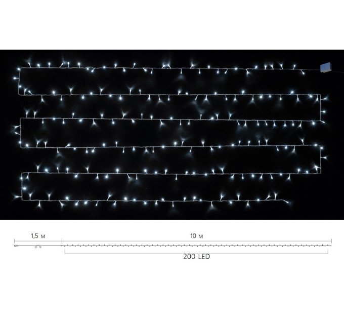Гірлянда внутрішня DELUX STRING С 200LED 10m білий/прозорий IP20