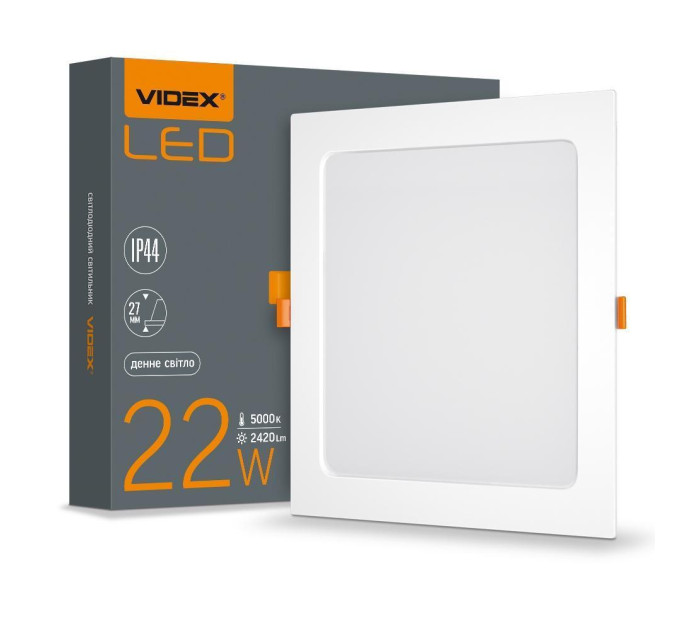 LED світильник Back вбудований квадрат VIDEX 22W 5000K VL-DLBS-225 - 480512