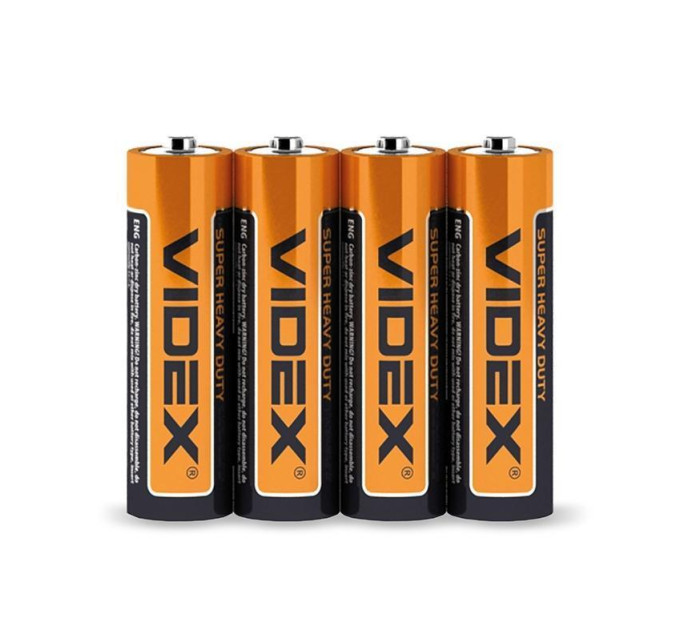 Батарейка сольова Videx R6P/AA 4шт SHRINK R6P/AA 4pcs S - 290430 - ціна за 1 шт. 11.00 грн., замовлення кратно блістеру (2/4/5/10шт)