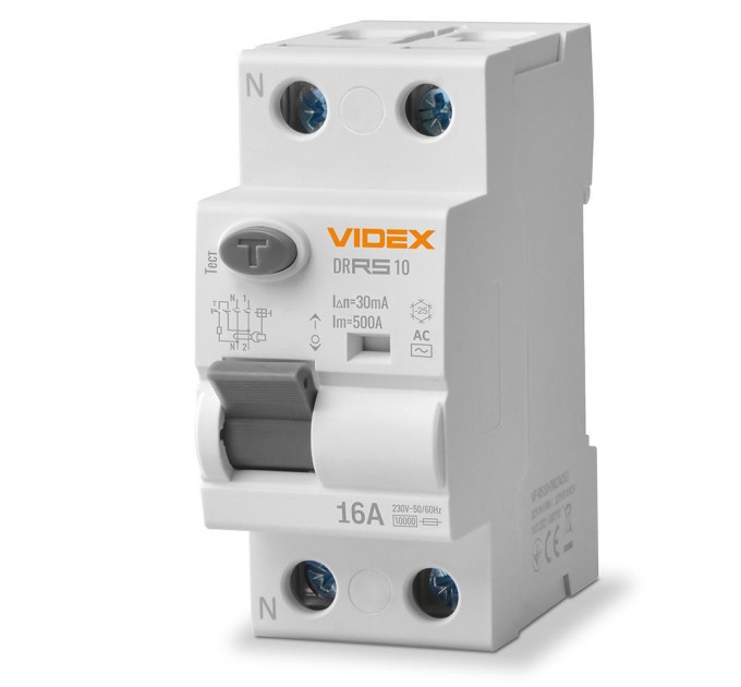 Диференційне реле VIDEX RESIST АС 2п 30мА 10кА 16А VF-RS10-DR2AC16 - 482714