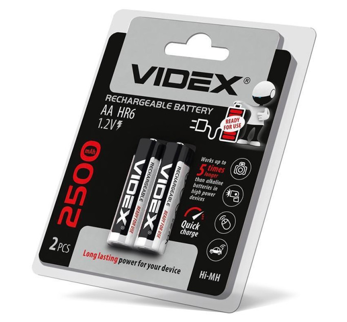 Акумулятори Videx HR6/AA 2500mAh double blister/2шт HR6/2500/2DB - 291802 - ціна за 1 шт. 236.00 грн., замовлення кратно блістеру (2/4/5/10шт)