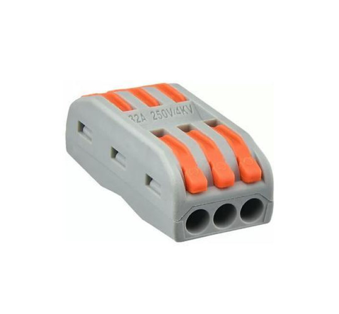 Клема швидкого монтажу 3x3х4 мм² прохідна PCT-2-3 ACKO (A0130010110)