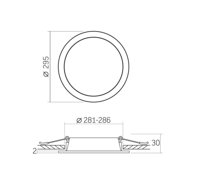 LED світильник Back вбудований круглий VIDEX 26W 5000K VL-DLBR-265 - 482295