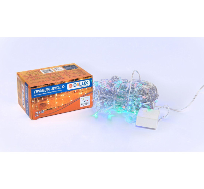 Гірлянда внутрішня DELUX ICICLE С 75 LED бахрома 2x0,7m мулт/прозорий IP20