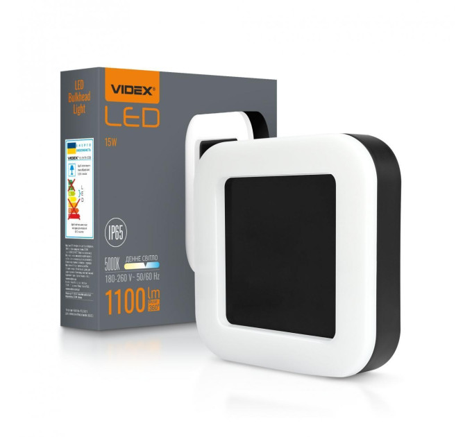 LED світильник ART IP65 квадратний VIDEX 15W 5000K Black VL-BHFS-155B - 485180