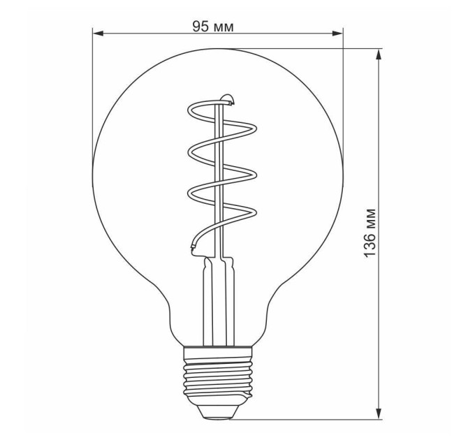 LED лампа VIDEX Filament G95FGD 4W E27 2100K дімерна графіт VL-G95FGD-04272 - 296593