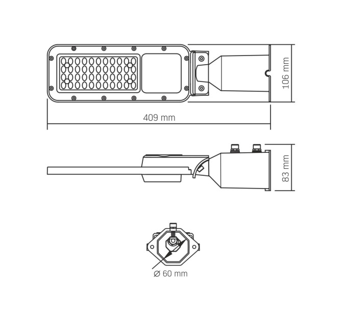 LED ліхтар вуличний VIDEX IP65 SLE17 30W 3300Lm 5000K 220V VL-SLE17-0305 - 485579