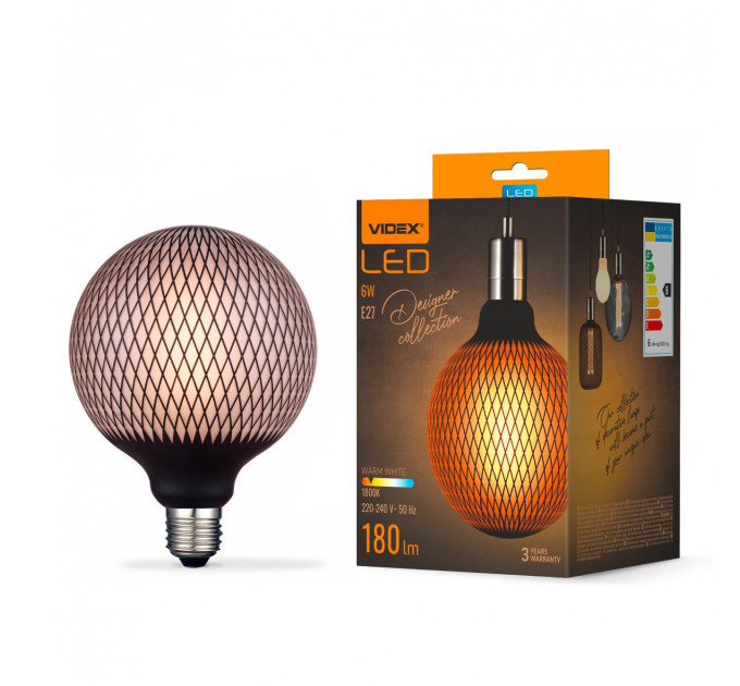 LED лампа VIDEX Filament VL-DG125BP 6W E27 1800K Black Magician net VL-DG125BP - 484527