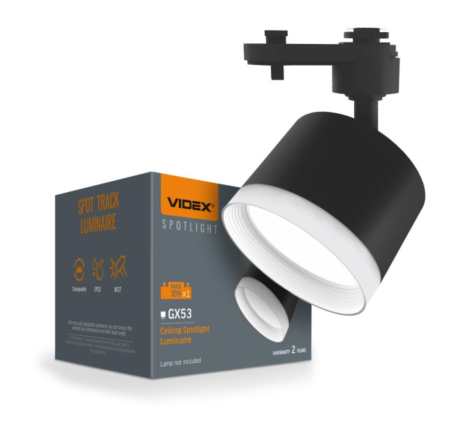 Світильник VIDEX під лампу GX53 трековий Чорний VL-SPF17C-BP VL-SPF17C-BP - 486903