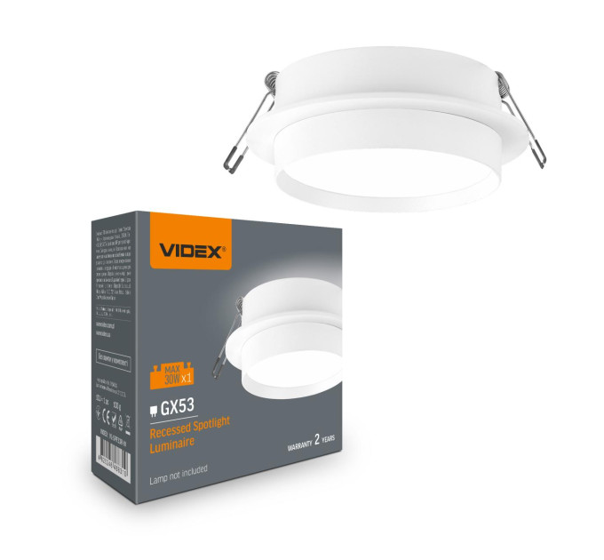 Світильник VIDEX під лампу GX53 врізний Круглий Білий (VL-SPF33R-W) VL-SPF33R-W - 488310