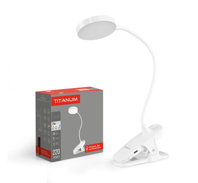 LED лампа настiльна з акумулятором TITANUM TLTF-013W 7W 3000-6000K TLTF-013W - 486743