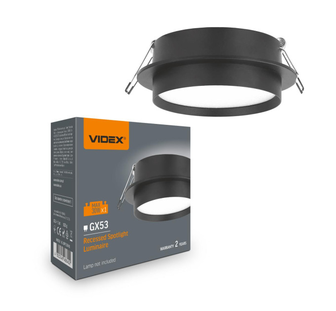 Світильник VIDEX під лампу GX53 врізний Круглий Чорний (VL-SPF33R-B) VL-SPF33R-B - 488402