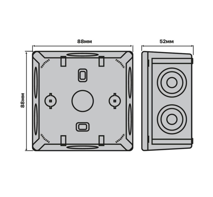 Коробка розподільча СКІМ K85-0 88х88х52 сіра IP54 ( B1102017 )