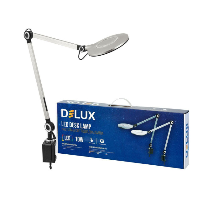 Світильник світлодіодний настільний DELUX TF-530 10 Вт LED 3000K-4000K-6000K сріблястий