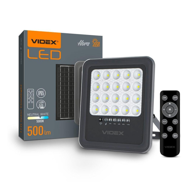 LED прожектор автономний VIDEX 500Lm 5000K VLE-FSO3-205 - 542392