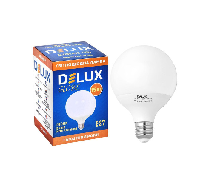 Лампа світлодіодна DELUX Globe G95 15w 4100K Е27