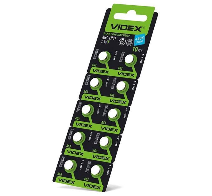 Батарейка годинникова Videx AG 3/LR41 BLISTER CARD 10 шт AG3/10B/1.5V - 291727 - ціна за 1 шт. 5.00 грн., замовлення кратно блістеру (2/4/5/10шт)