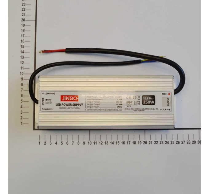 Блок живлення JINBO 250 Вт 220В AC/12В DC IP67 ( JLV-12250KA )