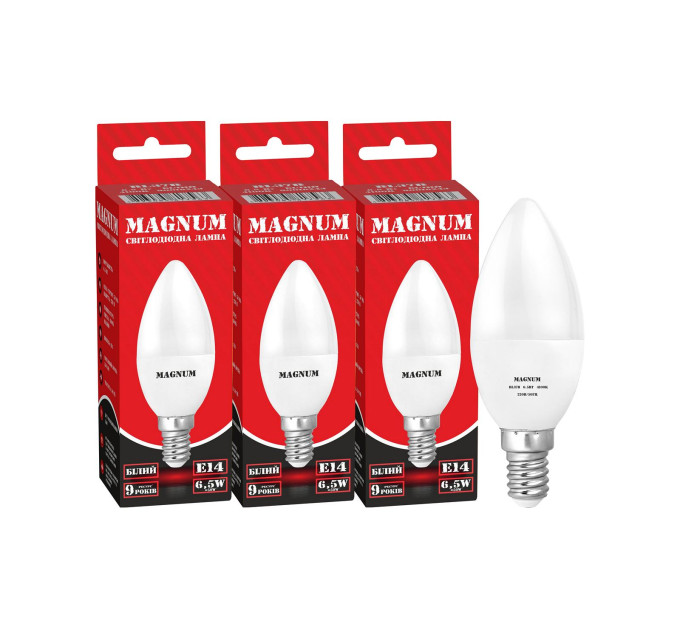 Світлодіод.лампа_MAGNUM_BL37B 6,5Вт_4100K 220В E14 (промо 3 шт)