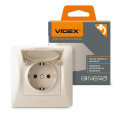 Розетка одинарна із заземленням та кришкою кремова VIDEX BINERA VF-BNSK1GС-CR - 296012