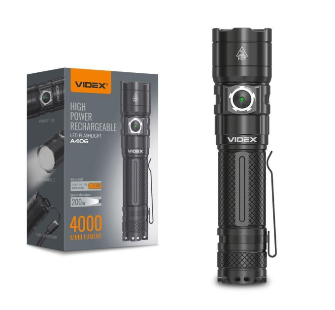 Портативний світлодіодний ліхтарик VIDEX VLF-A406 4000Lm 6500K VLF-A406 - 481014