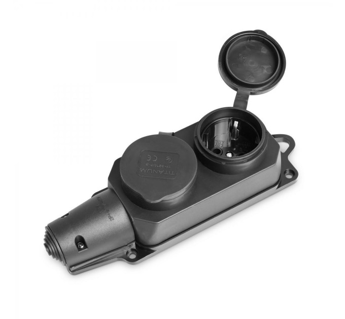 Колодка подовжувача IP44 із заземленням 2 гнізда 16А чорна TITANUM STANDARD ТF-B216IP-B - 485111