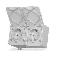 IP65 Розетка зовнішня подвійна із заземленням сіра VIDEX BINERA VF-BNW22G-G - 298283