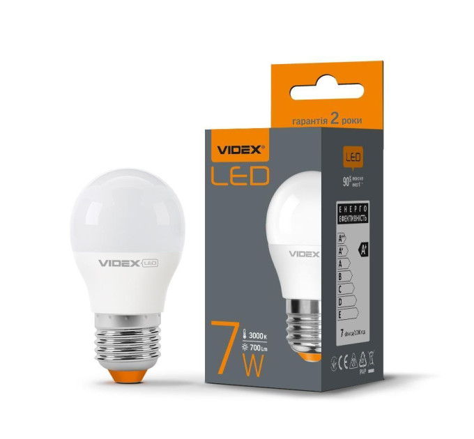 LED лампа VIDEX G45e 7W E27 3000K VL-G45e-07273 - 297255