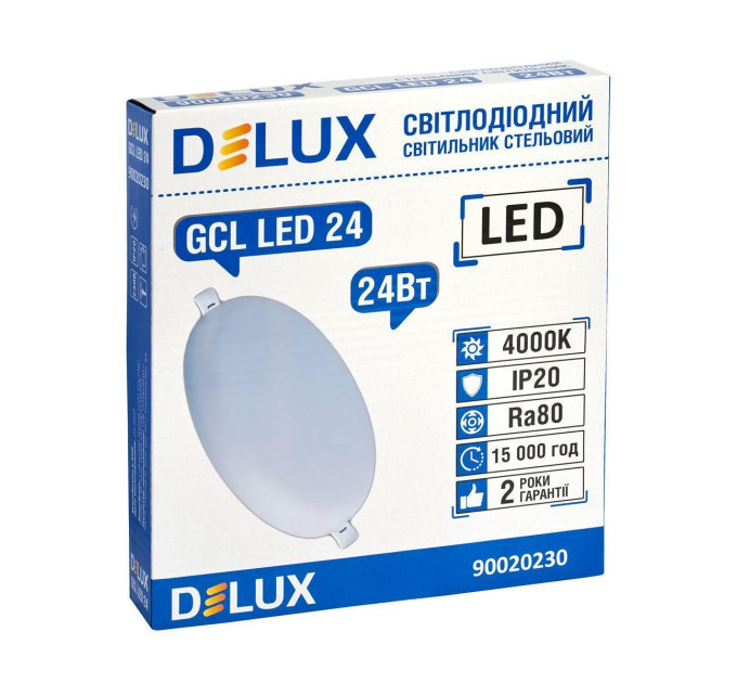 Світ-к світлодіод. DELUX GCL LED 24 4000К 24Вт 230В ROUND