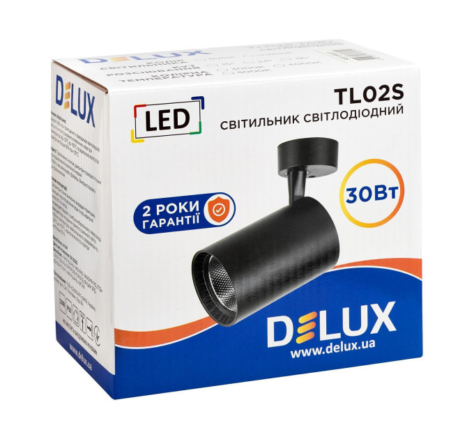 Світильник світлодіодний стельовий DELUX TL02S 30 Вт 36* 4000K чорний