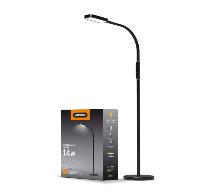 LED торшер чорний VIDEX TF07B 14W 3000-5500K VL-TF07B - 296555