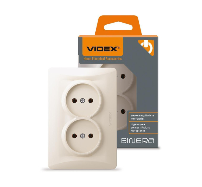 Розетка подвійна кремова VIDEX BINERA VF-BNSK2-CR - 296067