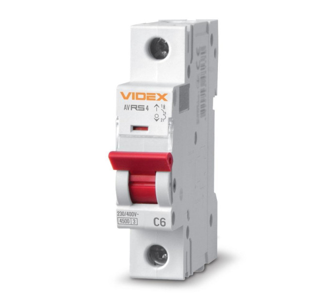 Автоматичний вимикач RS4 1п 6А 4,5кА С VIDEX RESIST VF-RS4-AV1C06 - 481090
