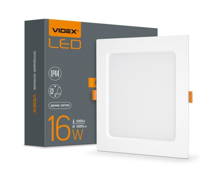 LED світильник Back вбудований квадрат VIDEX 16W 5000K VL-DLBS-165 - 480482