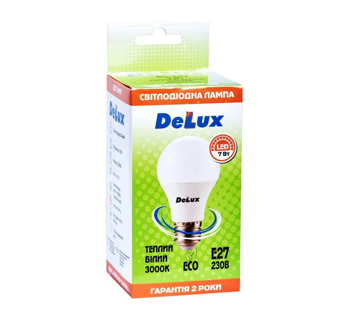 Лампа світлодіодна DELUX BL60 7Вт 3000K Е27 теплий білий