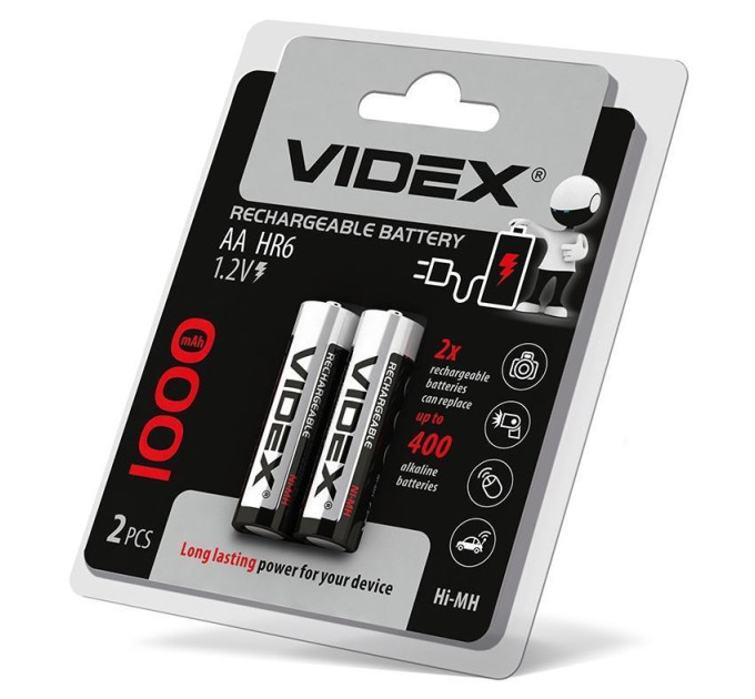 Акумулятори Videx HR6/AA 1000mAh double blister/2шт HR6/1000/2DB - 292335 - ціна за 1 шт. 112.00 грн., замовлення кратно блістеру (2/4/5/10шт)