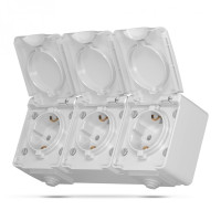 IP65 Розетка зовнішня потрійна із заземленням сіра VIDEX BINERA VF-BNW23G-G - 484367