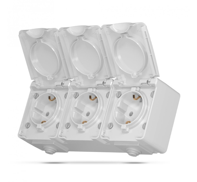 IP65 Розетка зовнішня потрійна із заземленням сіра VIDEX BINERA VF-BNW23G-G - 484367