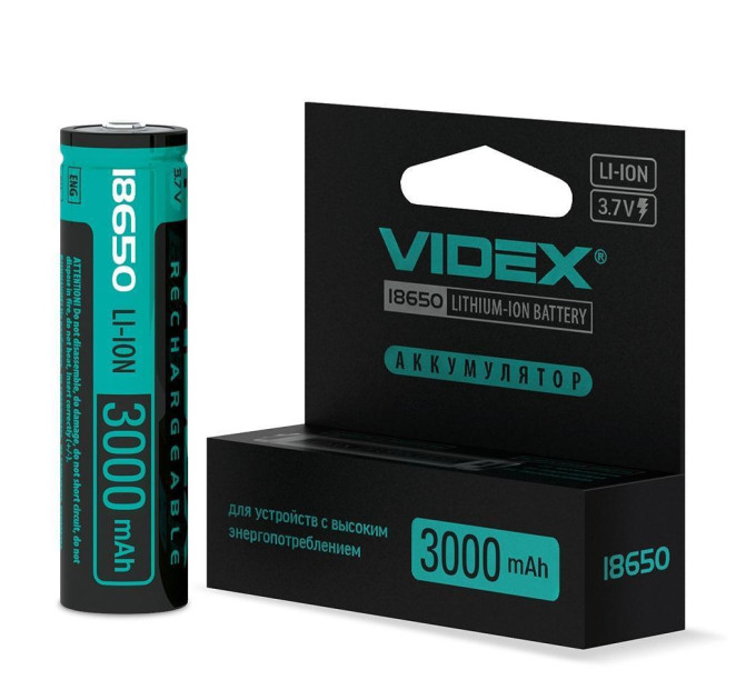 Акумулятор Videx літій-іонний 18650-P (захист) 3000mAh color box/1шт 18650-P/3000/1CB - 295275