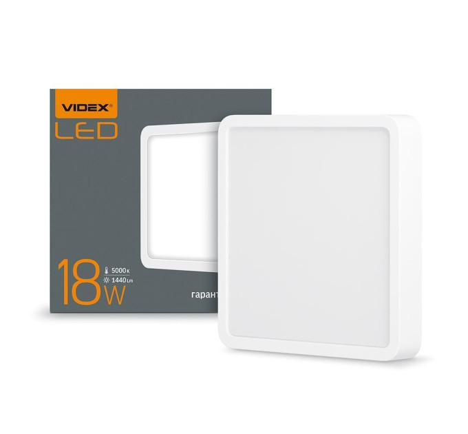 LED Світильник накладний квадрат VIDEX 18W 5000K White VL-DLSS-185 - 294100