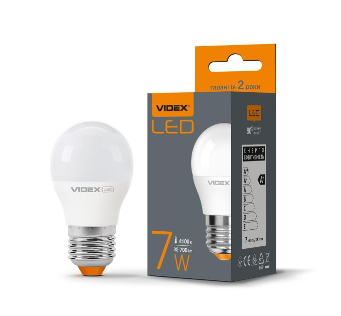 LED лампа VIDEX G45e 7W E27 4100K VL-G45e-07274 - 297293