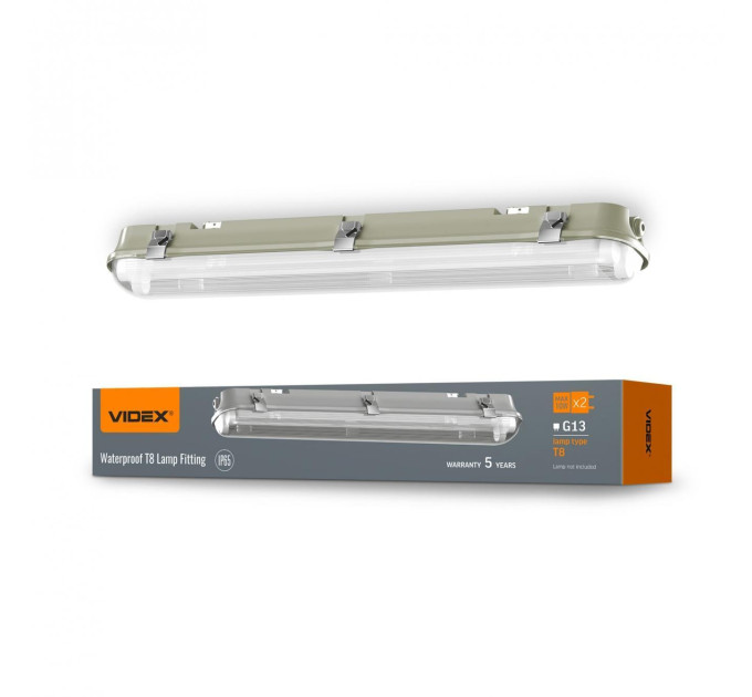 LED світильник IP65 лінійний під лампу 2хТ8 VIDEX 0,6М 220V VL-BNW-T8062G - 484824