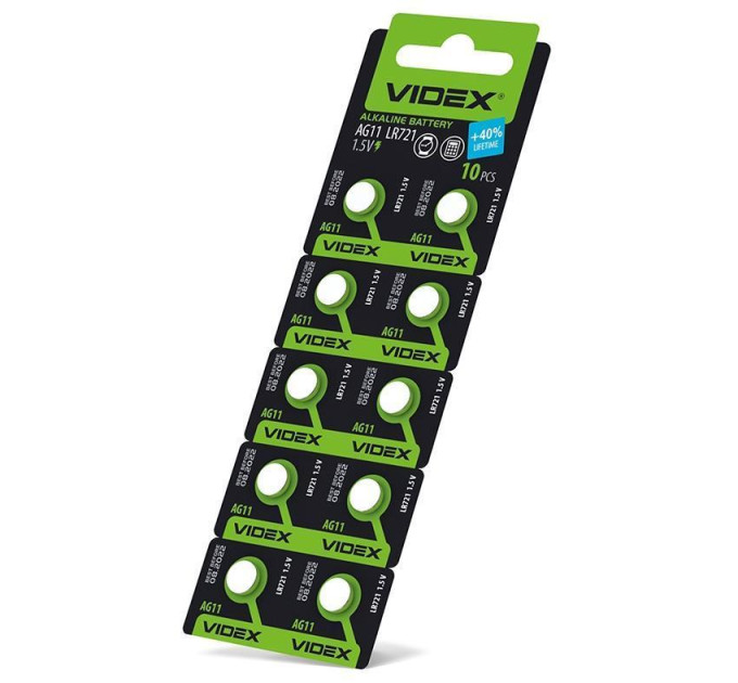 Батарейка годинникова Videx AG11/LR721 BLISTER CARD 10 шт AG11/10B/1.5V - 291871 - ціна за 1 шт. 8.00 грн., замовлення кратно блістеру (2/4/5/10шт)